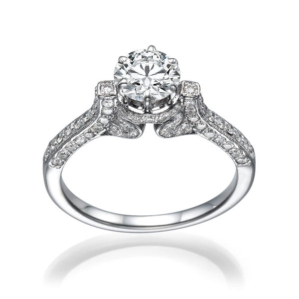 Bild von 1.08 Gesamtkarat Designer-Verlobungsring mit Runddiamant