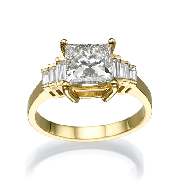 Bild von 2.38 Gesamtkarat Designer-Verlobungsring mit Princessdiamant