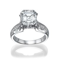 Bild von 1.61 Gesamtkarat Designer-Verlobungsring mit Asscherdiamant
