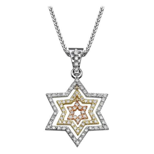 Bild von 0.84 Total Carat Star of David Round Diamond Pendant