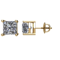 Bild von 1.50 Gesamtkarat Knopf-Ohrringe mit Princessdiamant