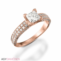 Bild von 2.20 Gesamtkarat Designer-Verlobungsring mit Princessdiamant