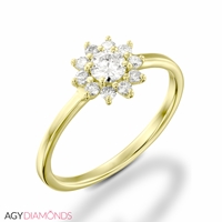 Bild von 0.40 Gesamtkarat Blumen-Verlobungsring mit Runddiamant