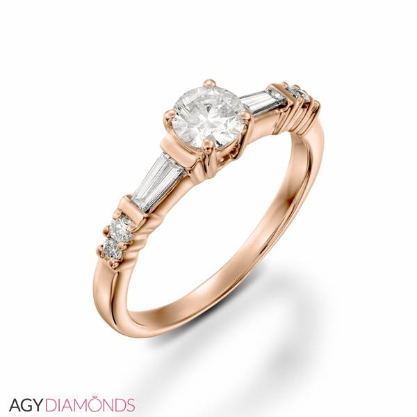 Bild von 1.23 Gesamtkarat Meisterarbeiten-Verlobungsring mit Rund & Baguette - Diamant